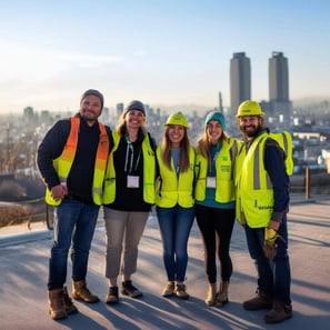 Volunteers with a city-1