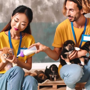 volunteer at an animal shelter