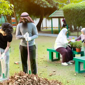 volunteers in a park