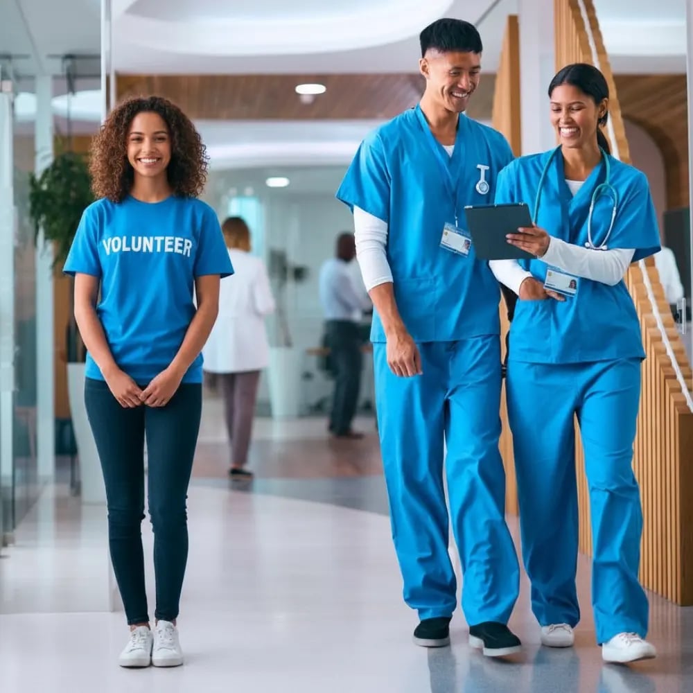 volunteer with staff