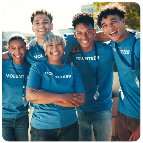smiling volunteers
