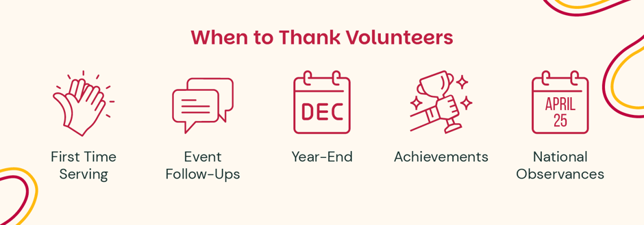 Five of the best times to thank volunteers, which are listed below.