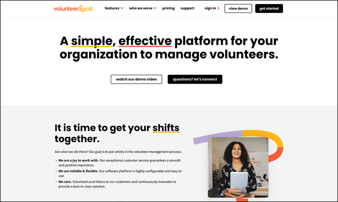 Volunteer Local’s homepage.