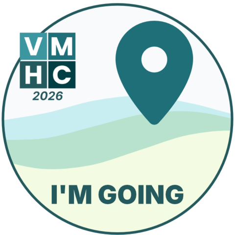 I'm Attending VMHC 2026 LinkedIn badge, circle version